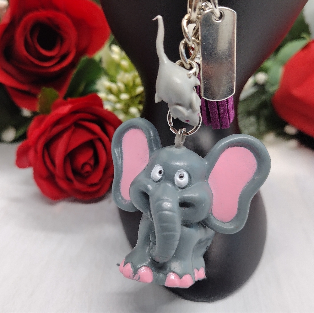 Elephant with Mouse Charm & Fearless Charm tag New